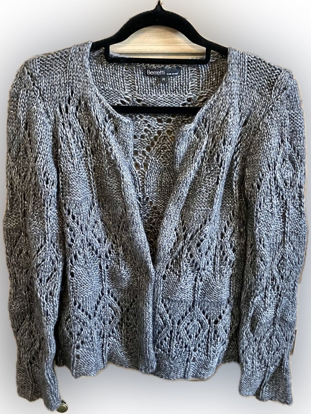 Berretti Snap Front Gray Knit Cardigan